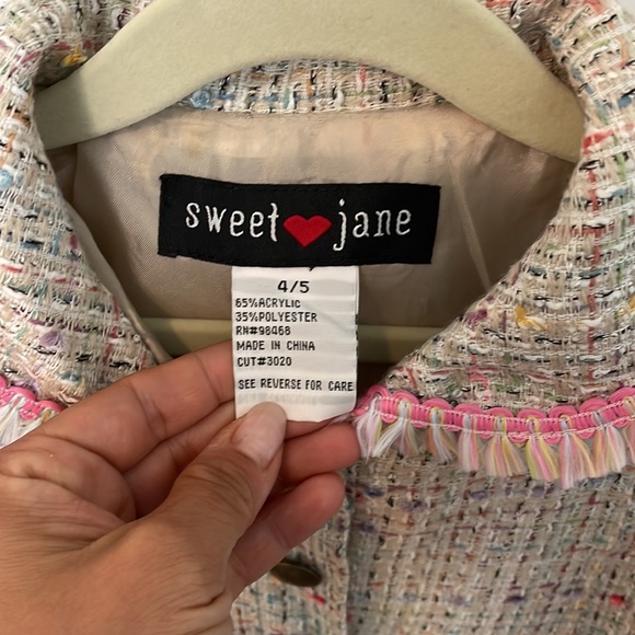 NWOT Sweet Jane pastel and cream tweed blazer, size 4/5 - Picture 2 of 6